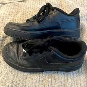 Nike black leather Air Force one sneakers